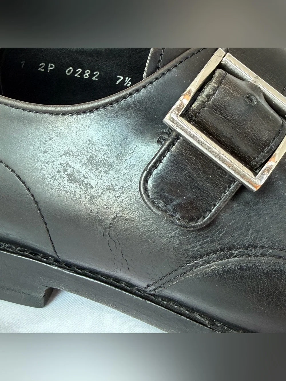 PRADA Black Leather Monk Strap Dress Shoes - Men